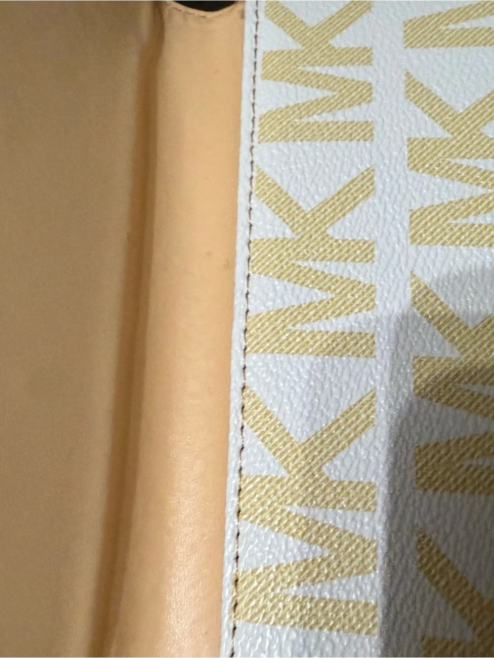 Michael Kors Beige and White Logo Wallet